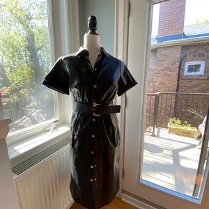 Zara faux leather belted dress